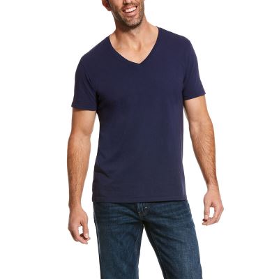 Ariat Short Sleeve V-neck Lacivert Tişört Erkek (20231-120)